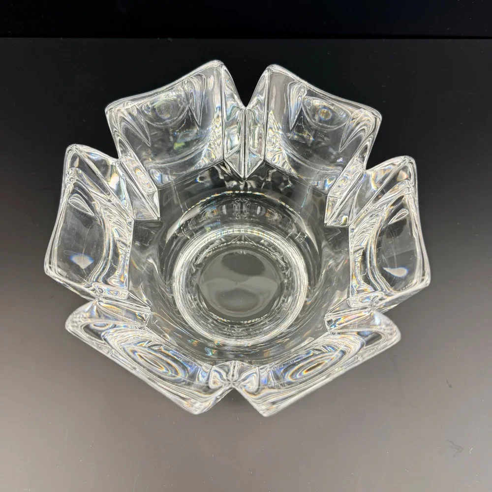 Orrefors Corona Crystal Bowl Lars Hellsten Swedish‎ Art Glass Signed 5.5
